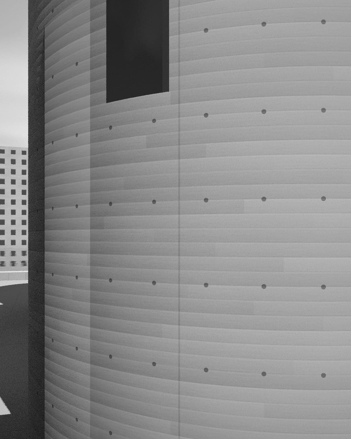 Slip-formed silo concrete with a new cut opening and its sawn edge