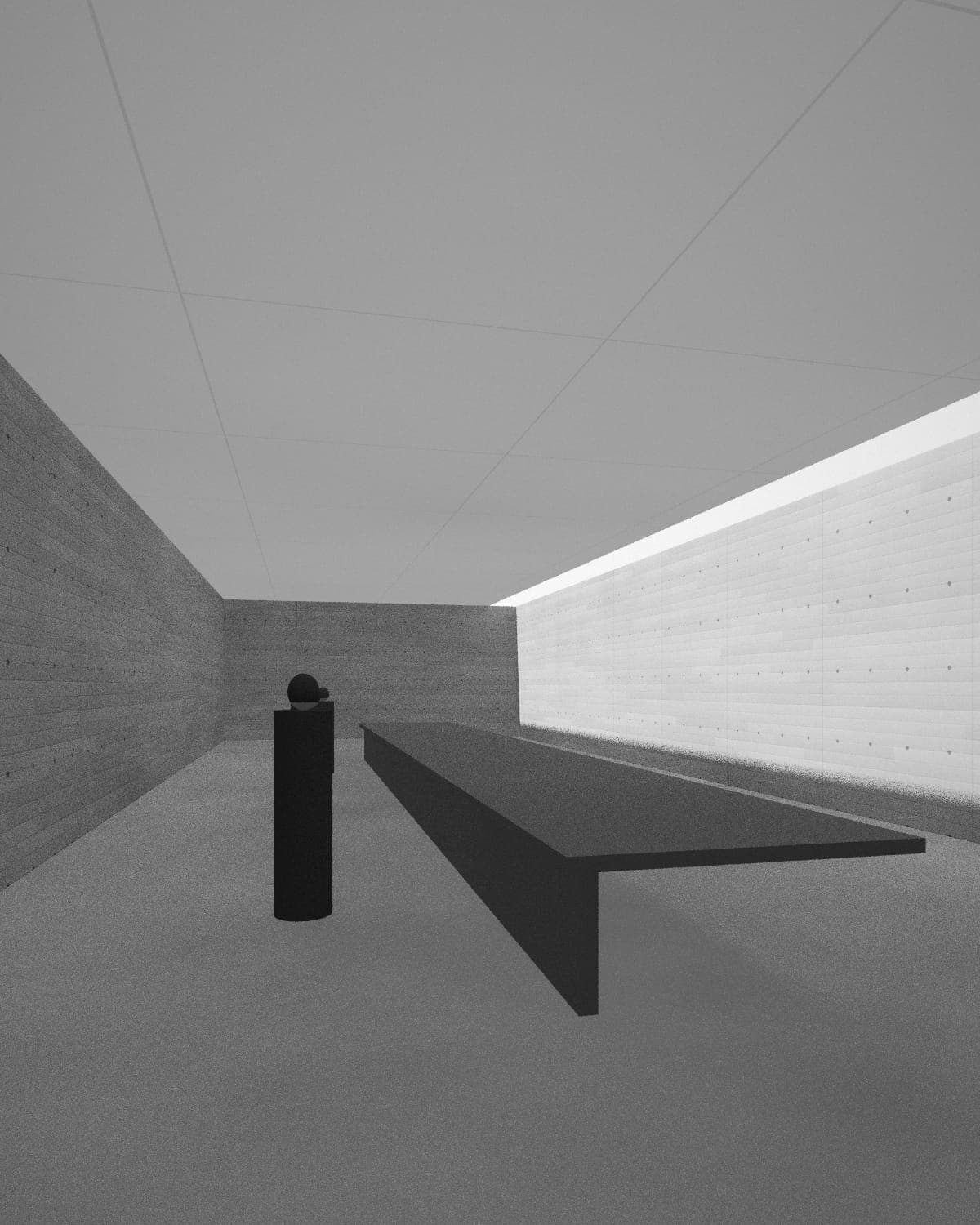 The horizontal viewing slot framing the bright sky
